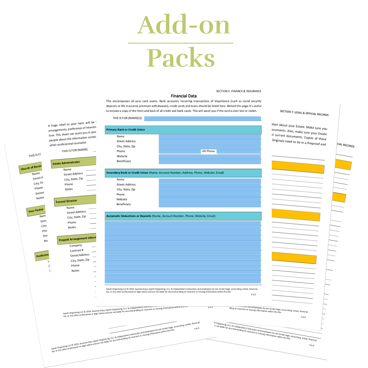 Add-on Family Member Sections - Spark! Binders™