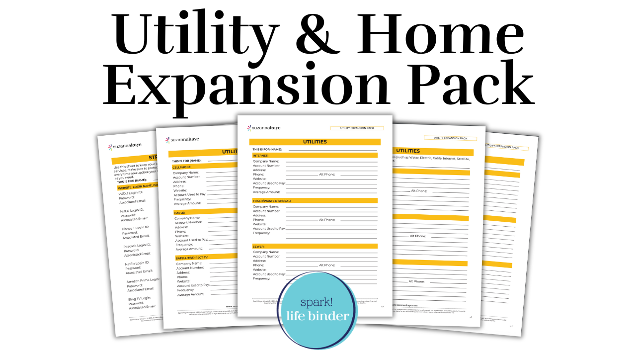 Utility & Home Spark! Life Binder Expansion Pack